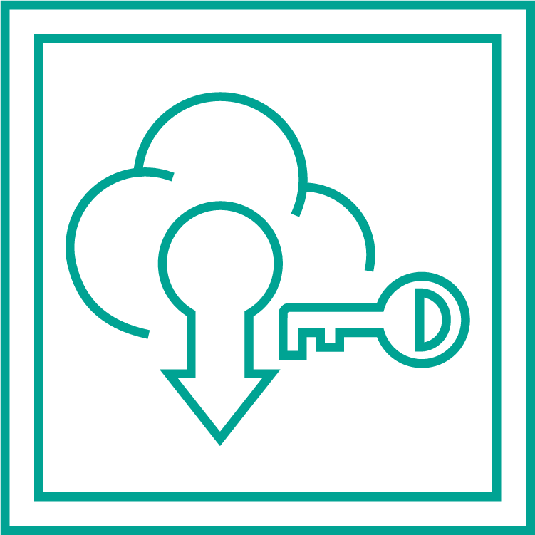 An icon of a key moving toward a keyhole in a cloud that represents the unlocking of low carbon solutions. 